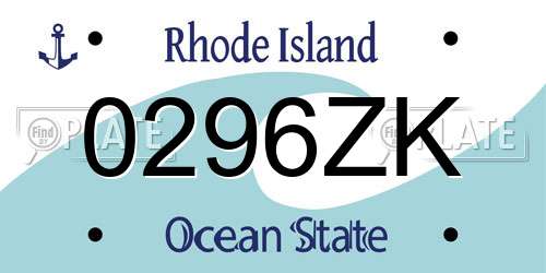 0296ZK Rhode Island License Plate