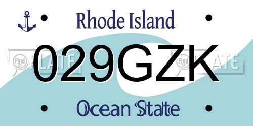 029GZK Rhode Island License Plate