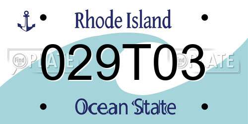 029T03 Rhode Island License Plate