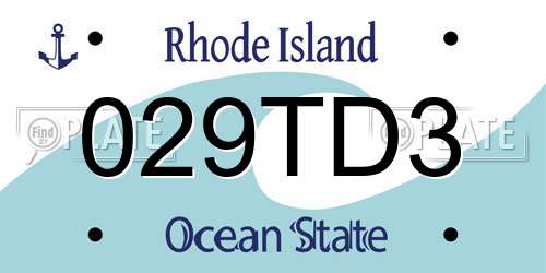 029TD3 Rhode Island License Plate
