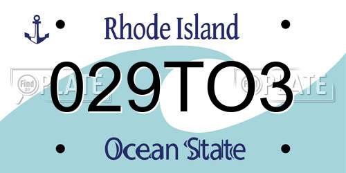 029TO3 Rhode Island License Plate