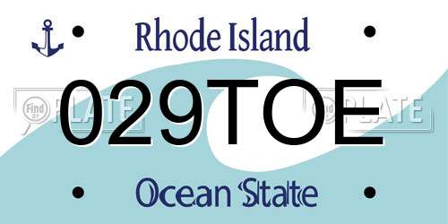 029TOE Rhode Island License Plate