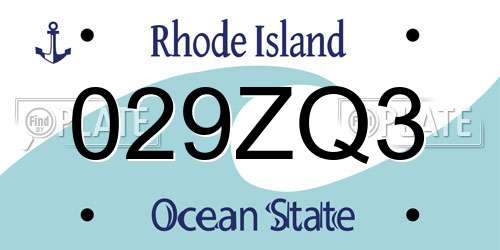 029ZQ3 Rhode Island License Plate