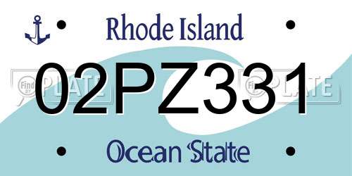 02PZ331 Rhode Island License Plate