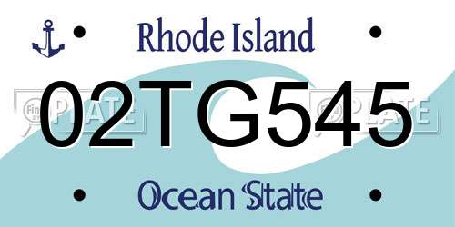 02TG545 Rhode Island License Plate