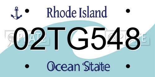 02TG548 Rhode Island License Plate