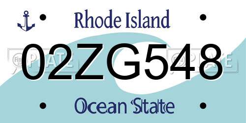 02ZG548 Rhode Island License Plate