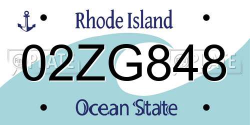 02ZG848 Rhode Island License Plate