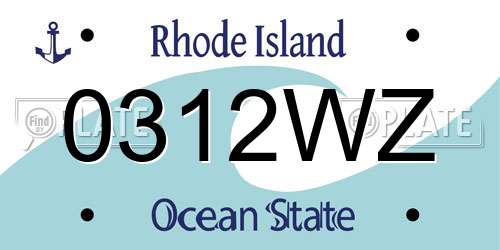 0312WZ Rhode Island License Plate