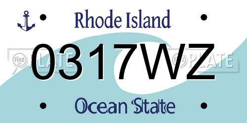 0317WZ Rhode Island License Plate