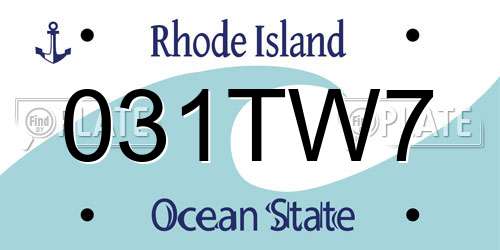 031TW7 Rhode Island License Plate