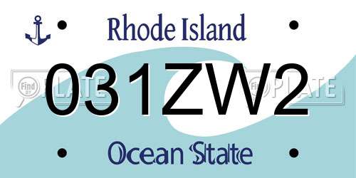 031ZW2 Rhode Island License Plate