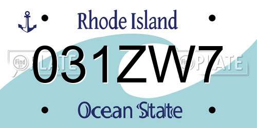 031ZW7 Rhode Island License Plate