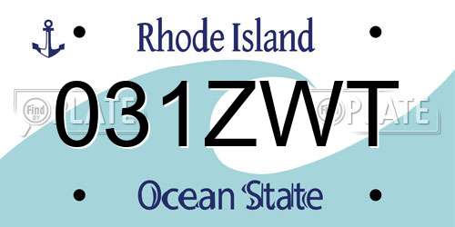 031ZWT Rhode Island License Plate