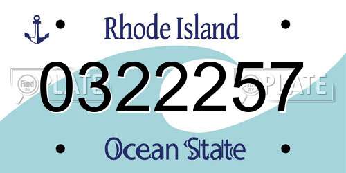 0322257 Rhode Island License Plate
