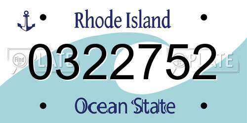 0322752 Rhode Island License Plate