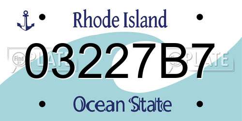03227B7 Rhode Island License Plate