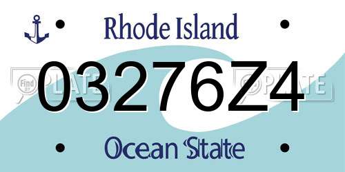 03276Z4 Rhode Island License Plate