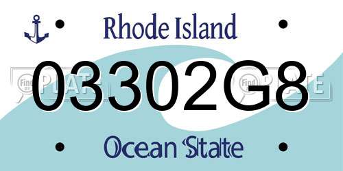 03302G8 Rhode Island License Plate