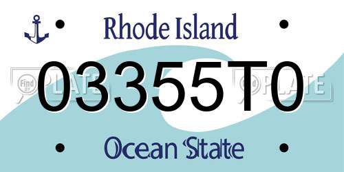 03355T0 Rhode Island License Plate