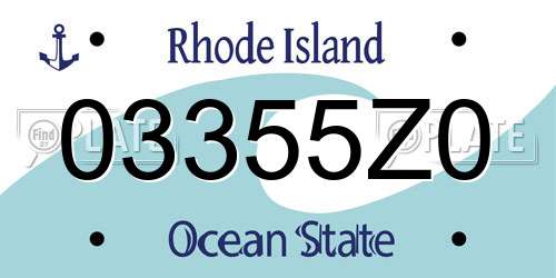 03355Z0 Rhode Island License Plate