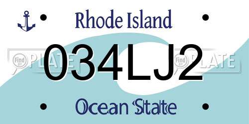 034LJ2 Rhode Island License Plate