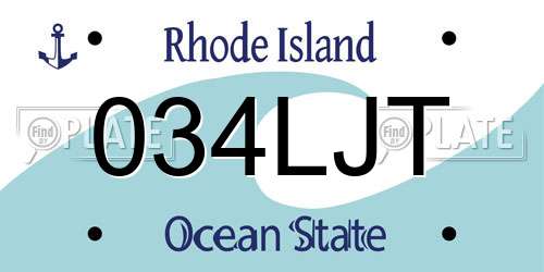 034LJT Rhode Island License Plate