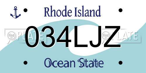 034LJZ Rhode Island License Plate