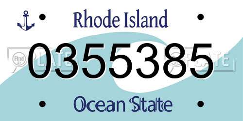0355385 Rhode Island License Plate