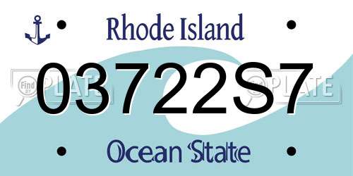 03722S7 Rhode Island License Plate