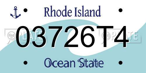 03726T4 Rhode Island License Plate