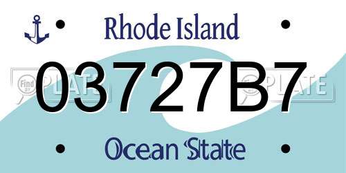 03727B7 Rhode Island License Plate