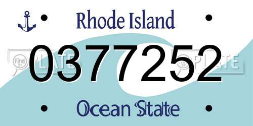 0377252 Rhode Island License Plate