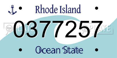 0377257 Rhode Island License Plate