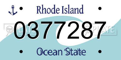 0377287 Rhode Island License Plate