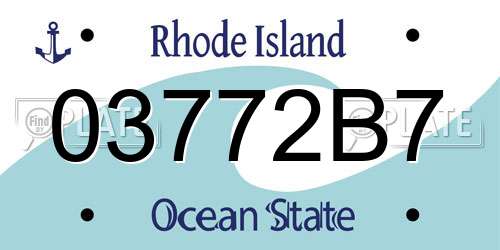 03772B7 Rhode Island License Plate