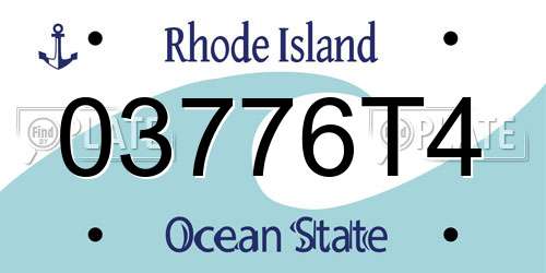 03776T4 Rhode Island License Plate