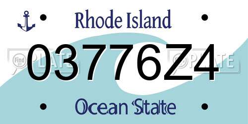 03776Z4 Rhode Island License Plate