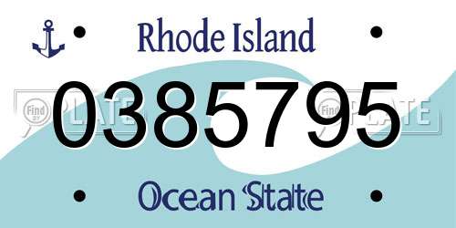 0385795 Rhode Island License Plate