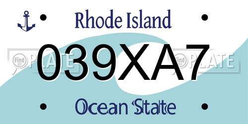 039XA7 Rhode Island License Plate