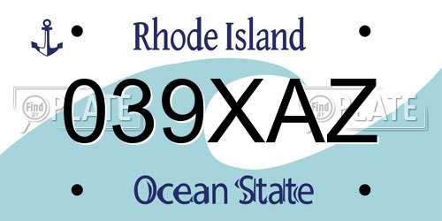 039XAZ Rhode Island License Plate