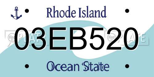 03EB520 Rhode Island License Plate