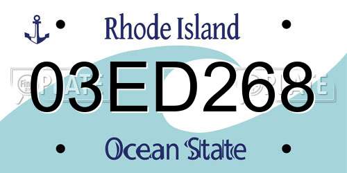 03ED268 Rhode Island License Plate