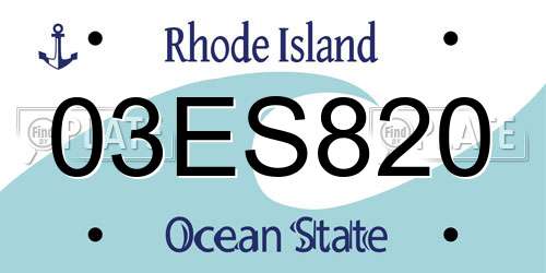 03ES820 Rhode Island License Plate