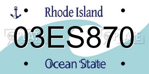 03ES870 Rhode Island License Plate