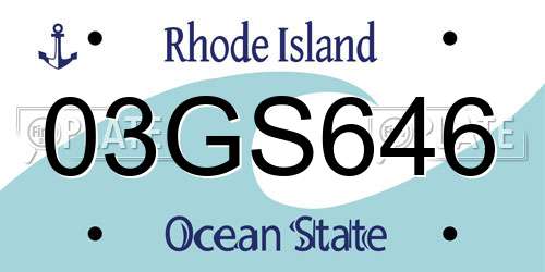 03GS646 Rhode Island License Plate