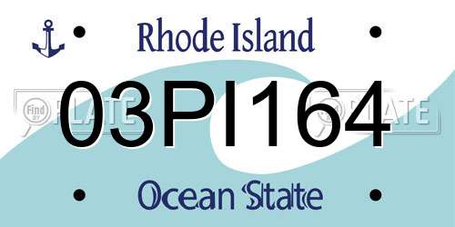 03PI164 Rhode Island License Plate