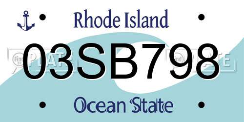 03SB798 Rhode Island License Plate