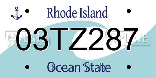 03TZ287 Rhode Island License Plate