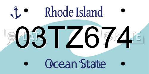 03TZ674 Rhode Island License Plate